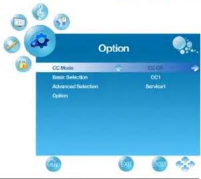 Option CC Mode CG Off Basic Selection CC1 Advanced Selection Service1 Option OK Help Cancel Exit Cancel