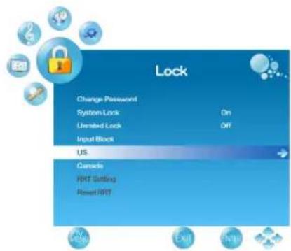 Lock Change Password System Lock On Unembed Lock Off Input Block US Console HRT Setting Reset HRT