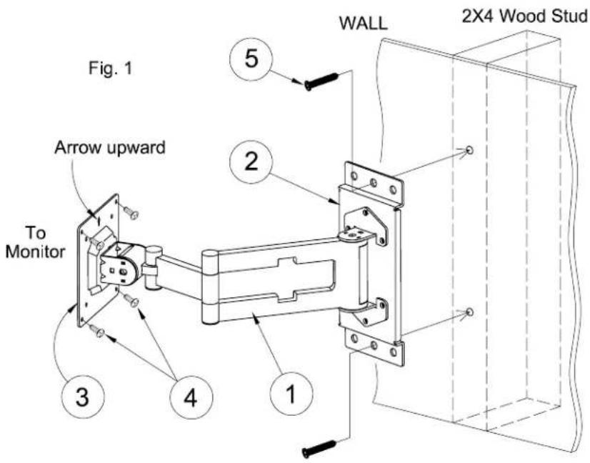 WALL 2X4 Wood Stud Fig. 1 Arrow upward To Monitor 1 2 3 4 5