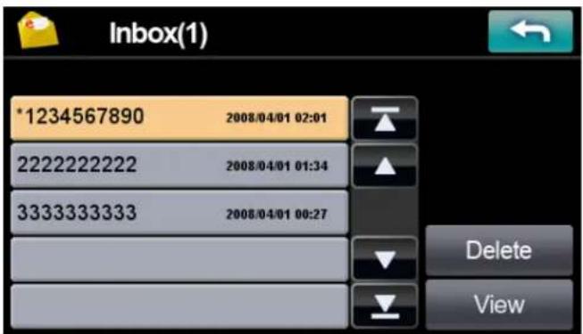 Inbox(1) *1234567890 2008/04/01 02:01 2222222222 2008/04/01 01:34 3333333333 2008/04/01 00:27 Delete View