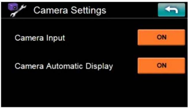 Camera Settings Camera Input ON Camera Automatic Display ON