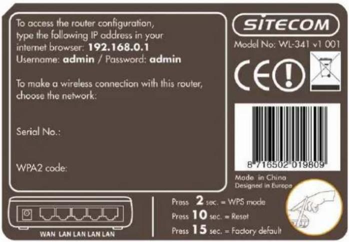 SITECOM WL-342 - Back label - 1