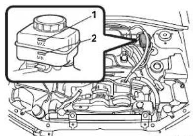 SAAB 9-2X (2006) - ■ Checking the fluid level - 1