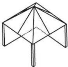 Geometric line drawing of a 3D structure resembling a truncated pyramid or tower, with no text or symbols present.