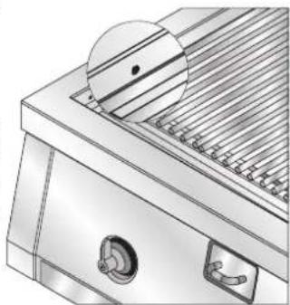 Technical illustration of a mechanical component with a circular feature and two circular ports (no text or symbols)