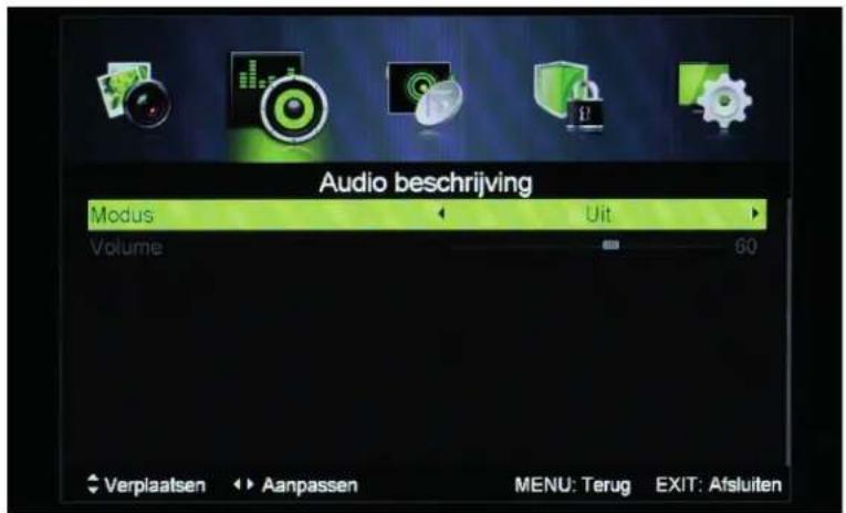 Audio beschrijving Modus Uit Volume 60 Verplaatsen Aanpassen MENU: Terug EXIT: Afsluiten
