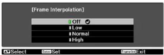 [Frame Interpolation] Off Low Normal High Select Inter Set Frame In Exit