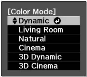 [Color Mode] ◆ Dynamic ↓ Living Room Natural Cinema 3D Dynamic 3D Cinema