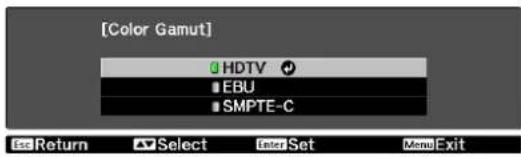 [Color Gamut] HDTV EBU SMPTE-C Return Select Enter Set Menu Exit