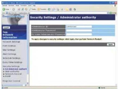 HITACHI CP-A100W - Security Settings (Beveiligingsinstellingen) - 1