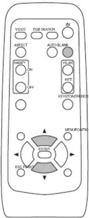 VIDEO RGB SEARCH ASPECT AUTO BLANK MAGMY ON OFF VOLUME MUTE KEYSTONEFREEZ MENUPOSITIO ENTER ESC RESET