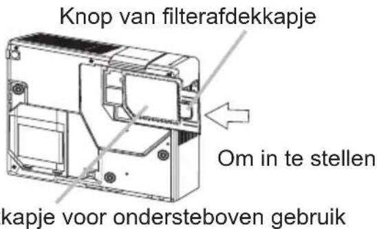 Knop van filterafdekkapje Om in te stellen kapje voor ondersteboven gebruik