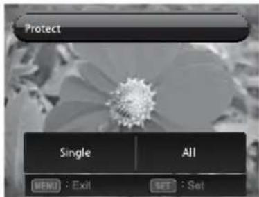 Protect Single All MENU : Exit SET : Set