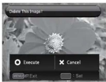 Delete This Image? Execute Cancel MENU SET Exit : Set