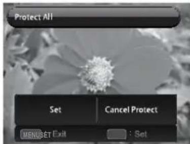 Protect All Set Cancel Protect MENUSET Exit Set