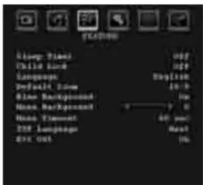 LIGHT Clock Time Child Lock Language Default Zone Blue Background None Background None Element 200 Language 200 GHz OFF OFF English 10-5 10 0 60 sec Next Next