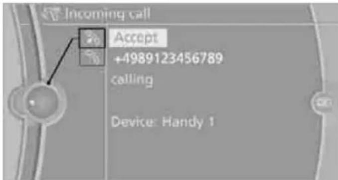 Incoming call Accept +4989123456789 calling Device: Handy 1