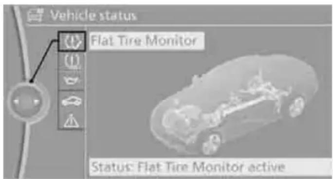 Vehicle status Flat Tire Monitor Status: Flat Tire Monitor active