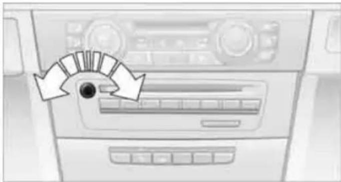 Interior view of a car dashboard with directional arrows indicating airflow or movement (no text or symbols)