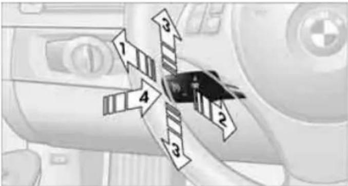 Diagram showing a vehicle with numbered directional arrows pointing to key components, likely indicating movement or navigation.