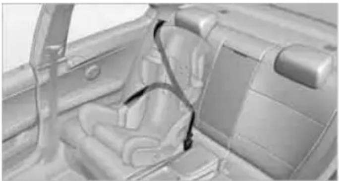 Interior view of a car showing seatbelt and dashboard (no text or symbols visible)