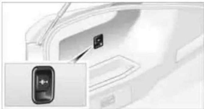Close-up of a car back panel with a close-up inset showing a small electronic component (no text or symbols visible)