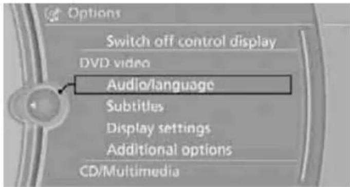 Switch off control display DVD video Audio/language Subtitles Display settings Additional options CD/Multimedia