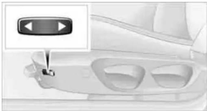 Close-up of a car interior panel with a control switch and directional arrow icon (no text or symbols)