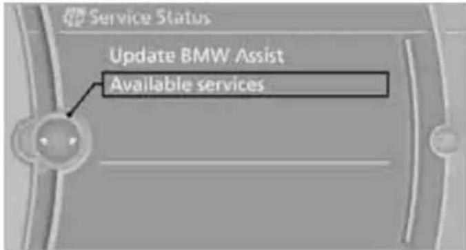 Service Status Update BMW Assist Available services