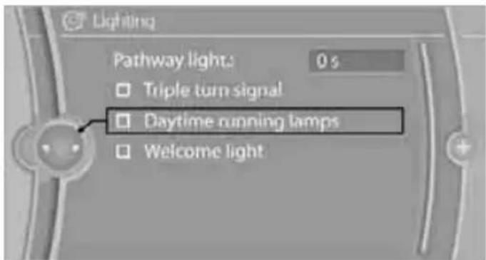 Lighting Pathway lights: 0 s Triple turn signal Daytime running lamps Welcome light