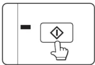 Diagram showing a hand pressing a button with an exclamation mark symbol, likely indicating a warning or error.