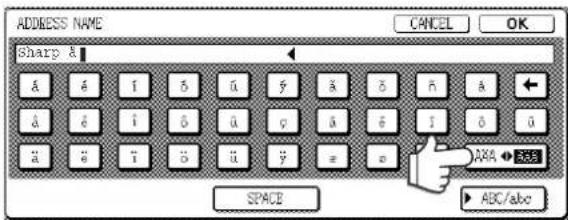 ADDRESS NAME sharp & SPACE CANCEL OK ABC/abc