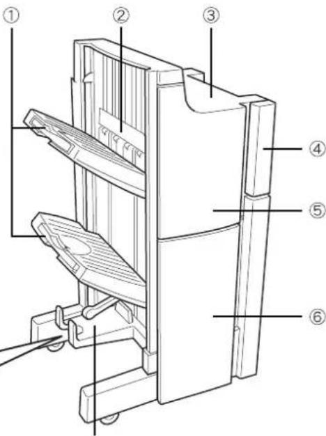 Technical diagram of a refrigerator with numbered parts labeled for identification