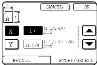 CANCEL OK A Y X 17 [2 1/2-17] LEOH ▲ Y 11 5/8 [2 1/2-11 5/8] LEOH ▼ RECALL STORE/DELETE