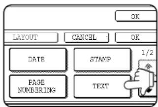 OK LAYOUT CANCEL OK DATE STAMP 1/2 PAGE NUMBERING TEXT