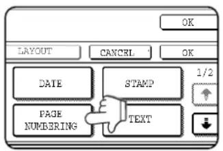 OK LAYOUT CANCEL OK DATE STAMP 1/2 PAGE NUMBERING TEXT