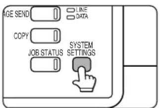 AGE SEND COPY JOB STATUS LINE DATA SYSTEM SETTINGS