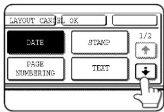 LAYOUT CANCEL OK DATE STAMP 1/2 PAGE NUMBERING TEXT