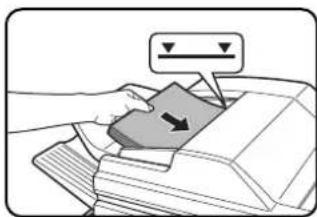 Diagram showing a hand pressing down a button on a document with an arrow indicating direction