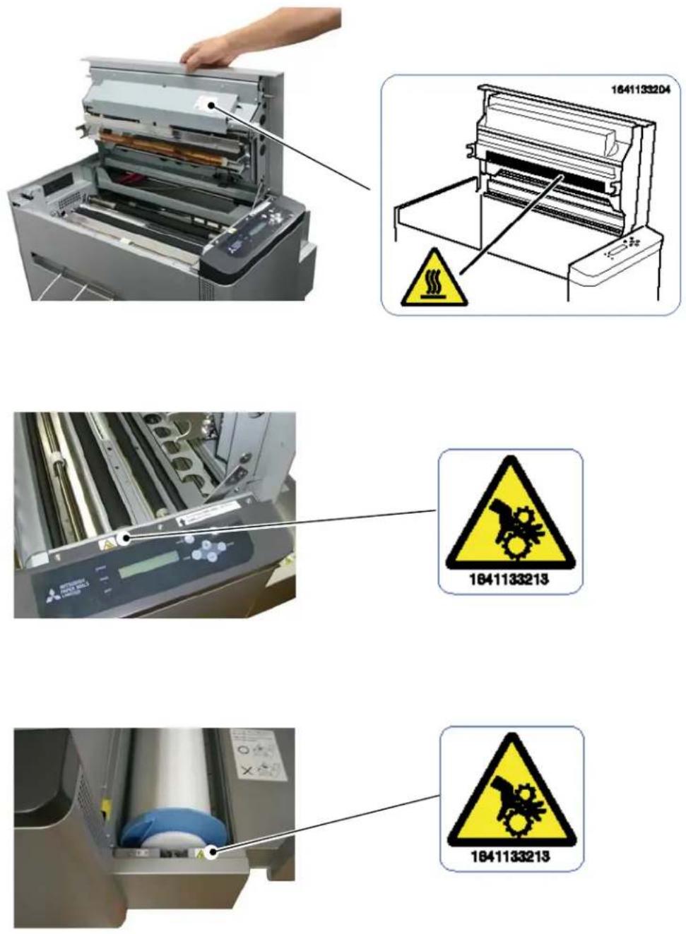 MITSUBISHI TDP-459 - Kind of warning labels and its attachment part - 1