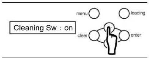 cleaning Sw : on menu ○ ○ loading clear ○ ○ enter