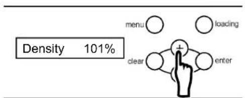 density 101% menu ○ ○ loading clear ○ ○ enter