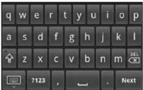 q w e r t y u i o p a s d f g h j k l ↑ z x c v b n m DEL ?123 , ← . Next