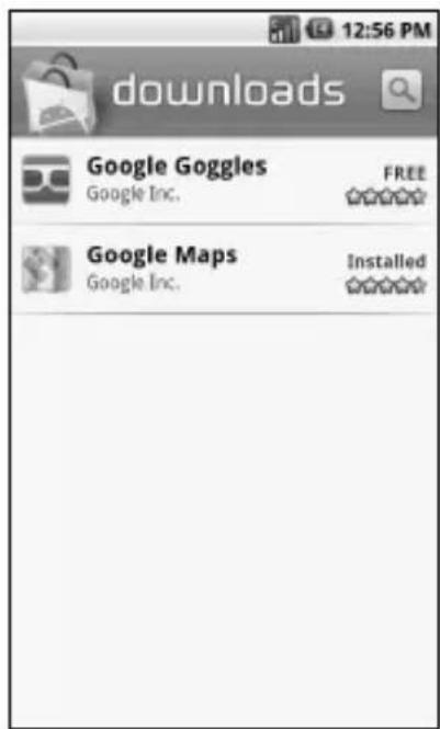12:56 PM downloads Google Goggles Google Inc. FREE Google Maps Google Inc. Installed