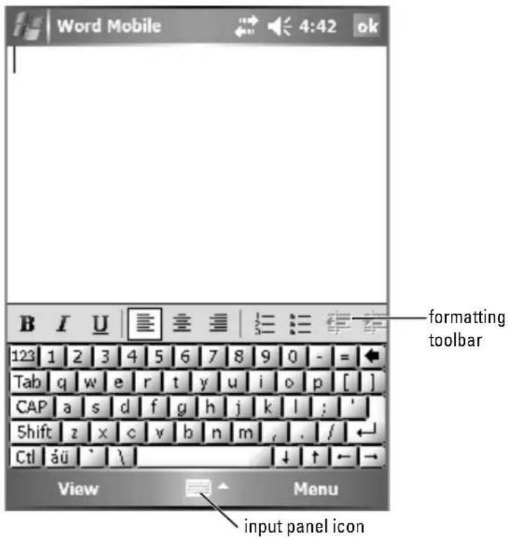 Word Mobile 4:42 ok 123 1 2 3 4 5 6 7 8 9 0 - = Tab q w e r t y u i o p [ ] CAP a s d f g h j k l : ' Shift z x c v b n m , . / Ctl äü ` \ View Menu input panel icon formatting toolbar