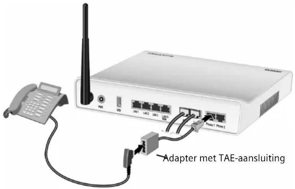 Adapter met TAE-aansluiting