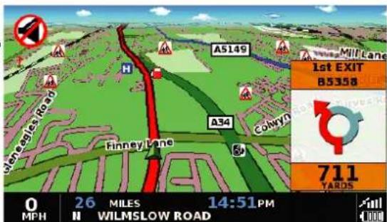 A5149 H A34 Colwyn Mill Lane 1st EXIT B5358 711 TARDS 0 MPH 26 MILES 14:51PM N WILMSLOW ROAD 1000