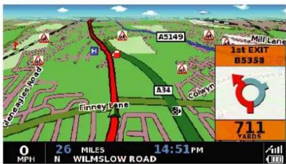 A5149 Mill Lane 1st EXIT B5358 A34 Colwyn Finney Lane 711 YARDS 0 MPH 26 MILES 14:51 PM N WILMSLOW ROAD All III
