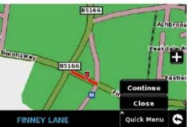 B5166 Simohsway B5166 Ashbrook Peakdelm A Fastlei Continue Close FINNEY LANE Quick Menu