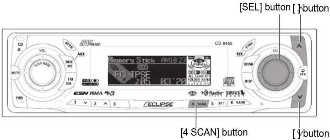 ECLIPSE CD8455 - Press the [DISC MS] button for less than one second to switch to the Memory Stick player mode. - 1